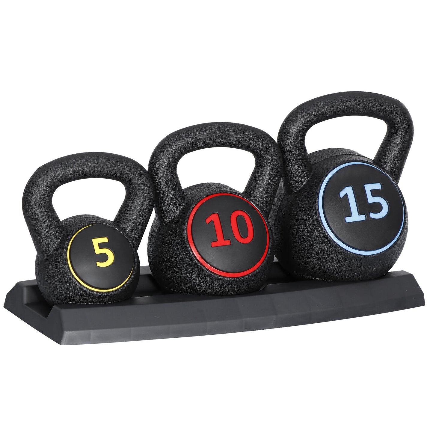 Pro 3-Piece Kettlebell Set Fitness Strength Training Exercise with Base Rack