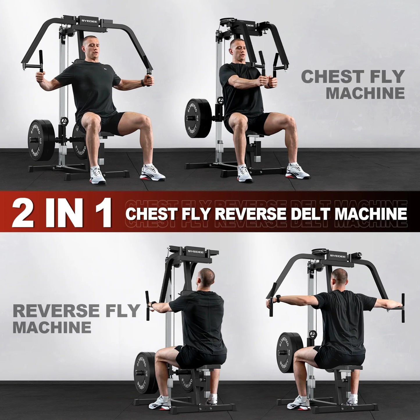 Chest Fly and Reverse Delt Machine, 400 LBS Upper Body Specialty Machine,Plate-Loaded PEC Fly Machine for Pectoral and Rear Deltoid for Home Gym