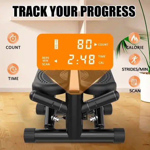 Steppers For Exercise - Mini Stair Stepper Machine With Resistance Bands 330lbs Twist Stepper Portable Exercise Equipment For Full Body Workout-Black