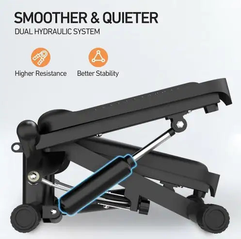 Steppers For Exercise - Mini Stair Stepper Machine With Resistance Bands 330lbs Twist Stepper Portable Exercise Equipment For Full Body Workout-Black