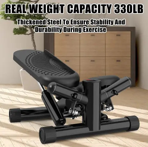 Steppers For Exercise - Mini Stair Stepper Machine With Resistance Bands 330lbs Twist Stepper Portable Exercise Equipment For Full Body Workout-Black