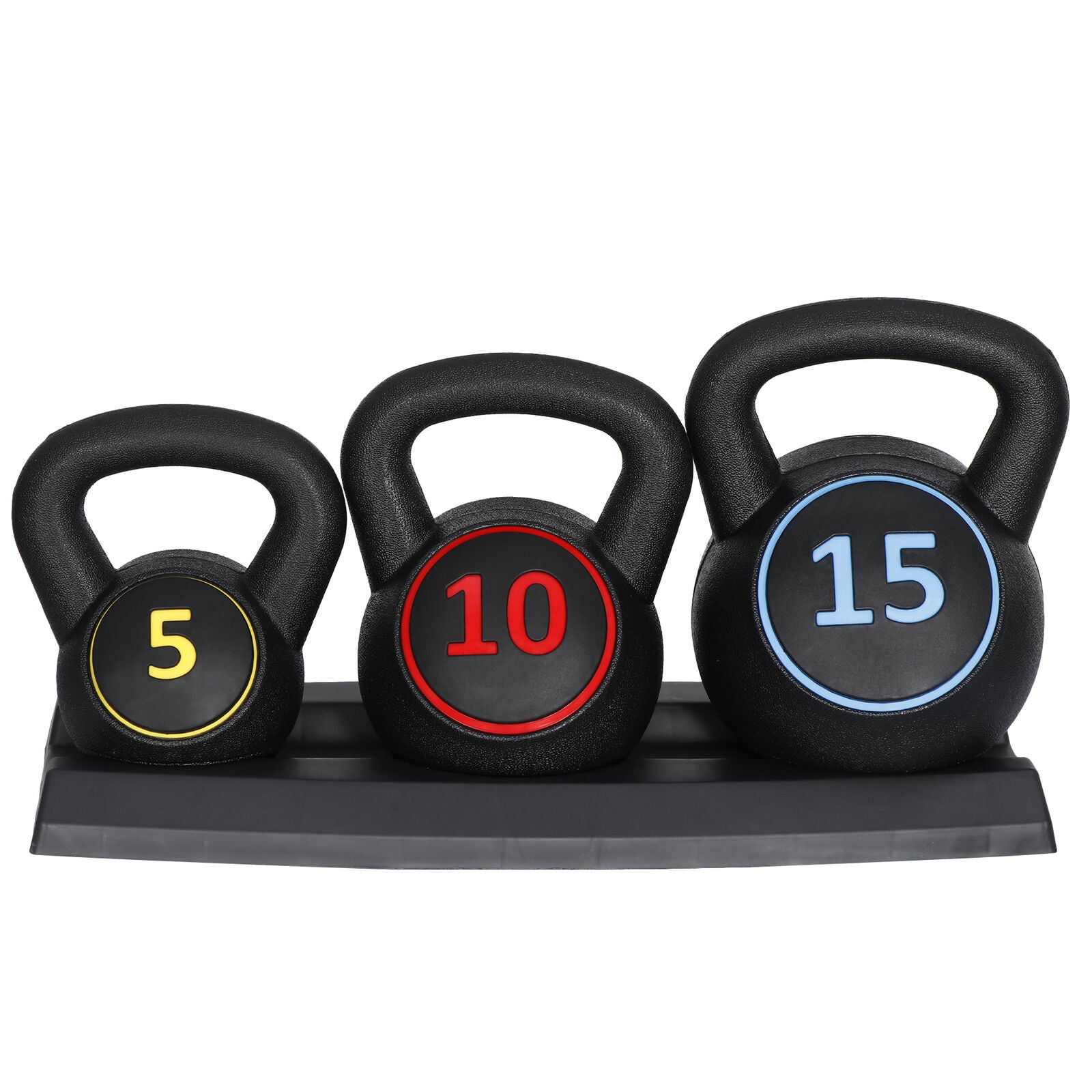 Pro 3-Piece Kettlebell Set Fitness Strength Training Exercise with Base Rack