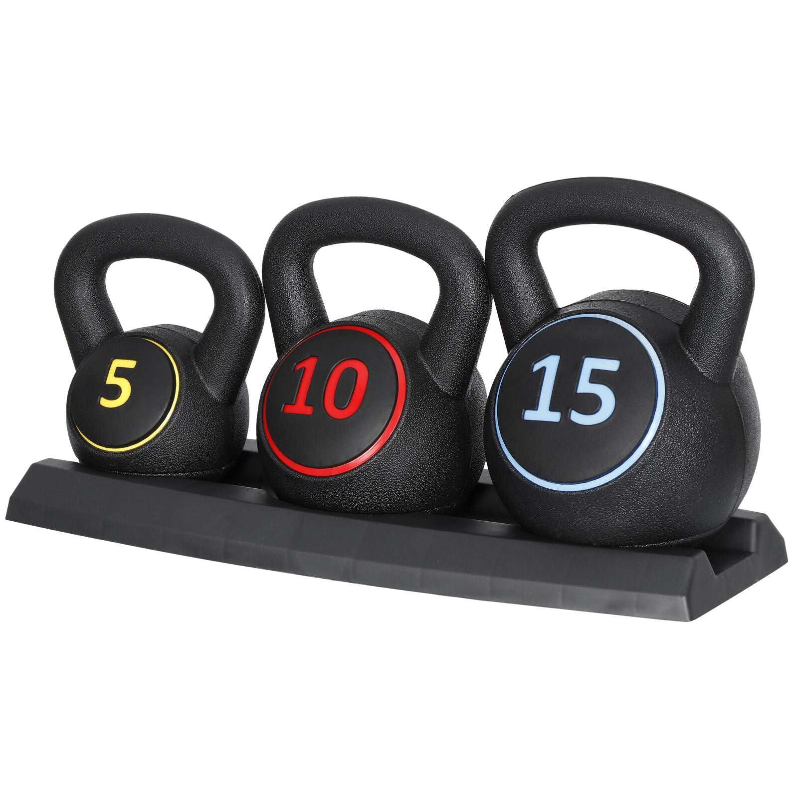Pro 3-Piece Kettlebell Set Fitness Strength Training Exercise with Base Rack