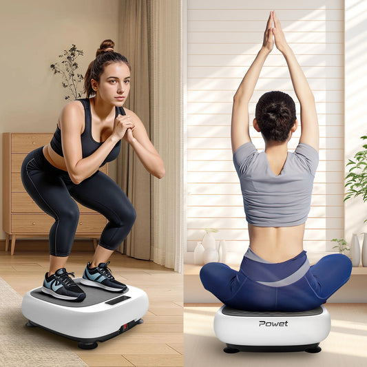 Vibration Plate Exercise Machine, Mini Whole Body Workout Wave Vibration Plate with Loop Bands & Remote, Vibration Plate for Weight Loss, Shaping, Toning, White
