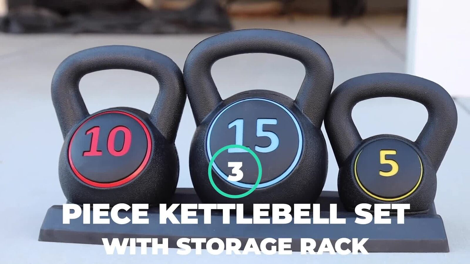 Pro 3-Piece Kettlebell Set Fitness Strength Training Exercise with Base Rack