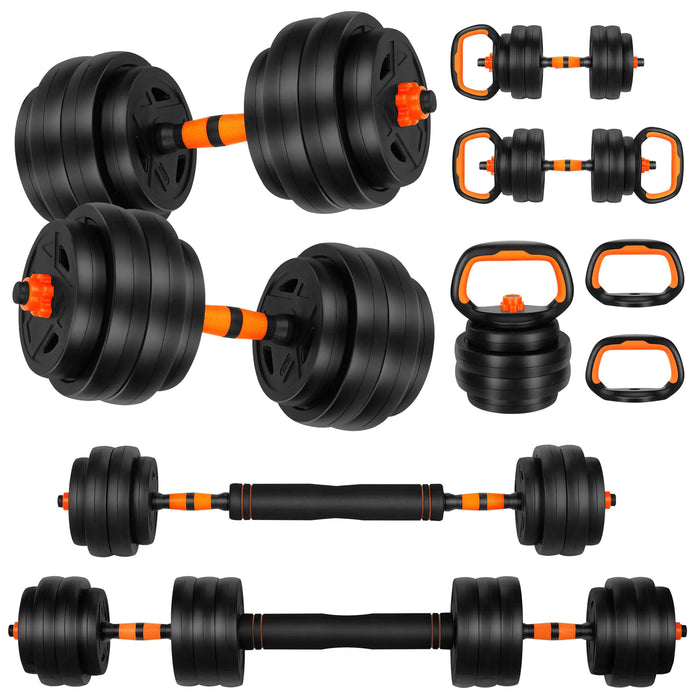 FIXTECH Adjustable Dumbbell Set 20/30/50/70lbs Free Weight Set with Connector 4 in1 Dumbbells Set Used as Barbell Kettlebells Push up Stand Fitness Exercises for Home Gym Suitable Men/Women (20)